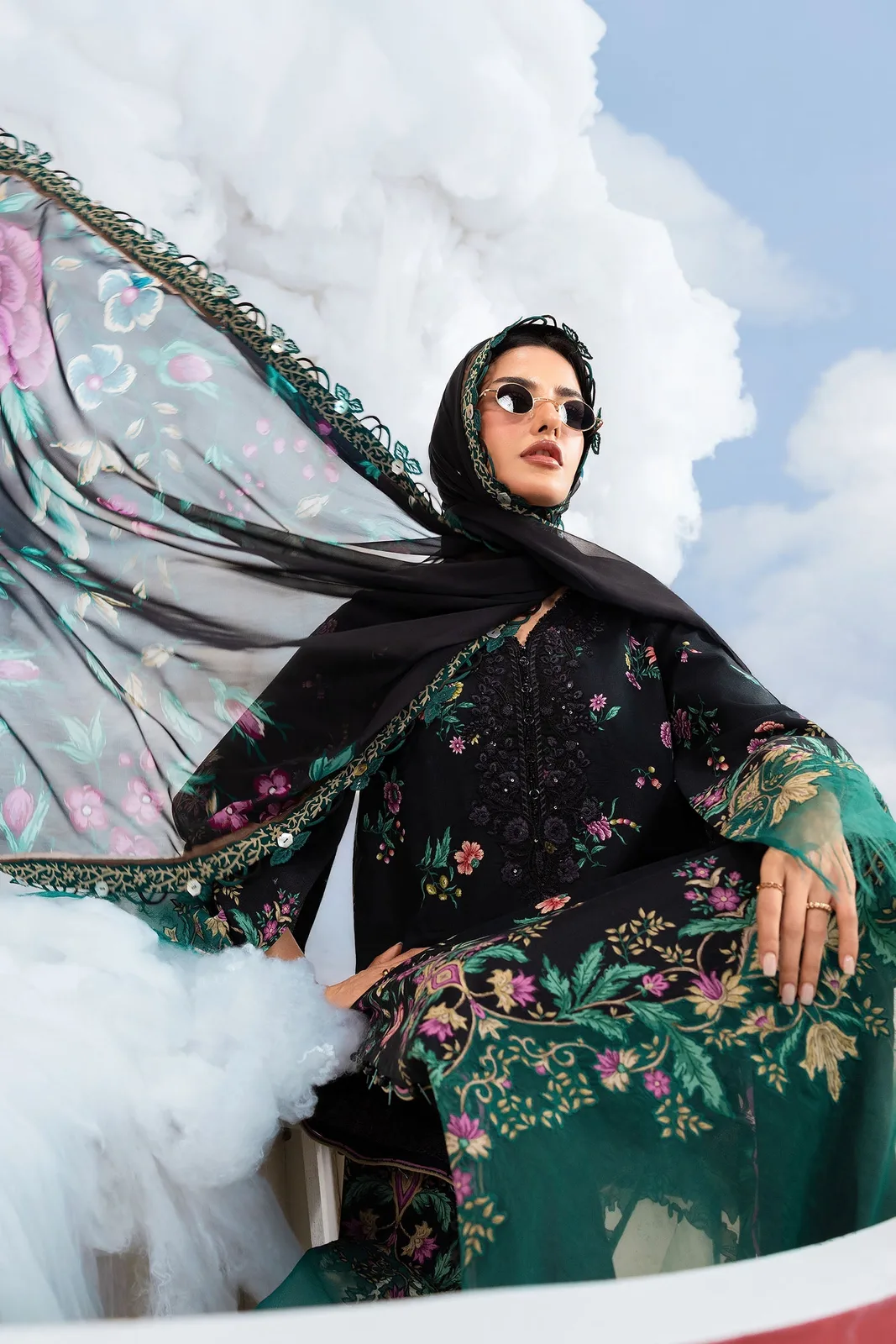 3 Pc Unstitched Embroidered Lawn Suit