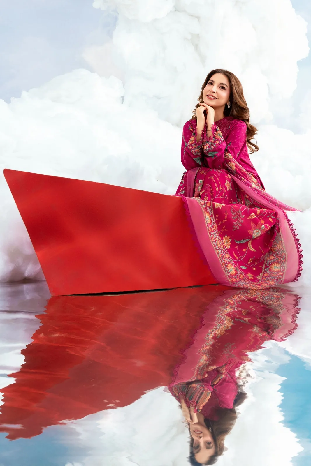 3 Pc Unstitched Embroidered Lawn Suit