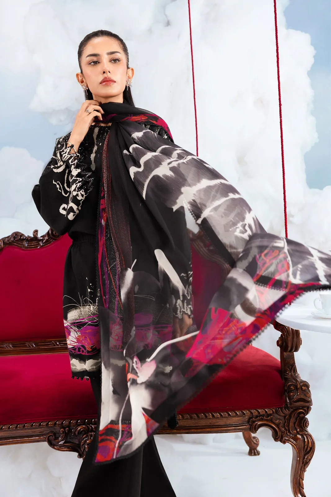 3 Pc Unstitched Embroidered Lawn Suit
