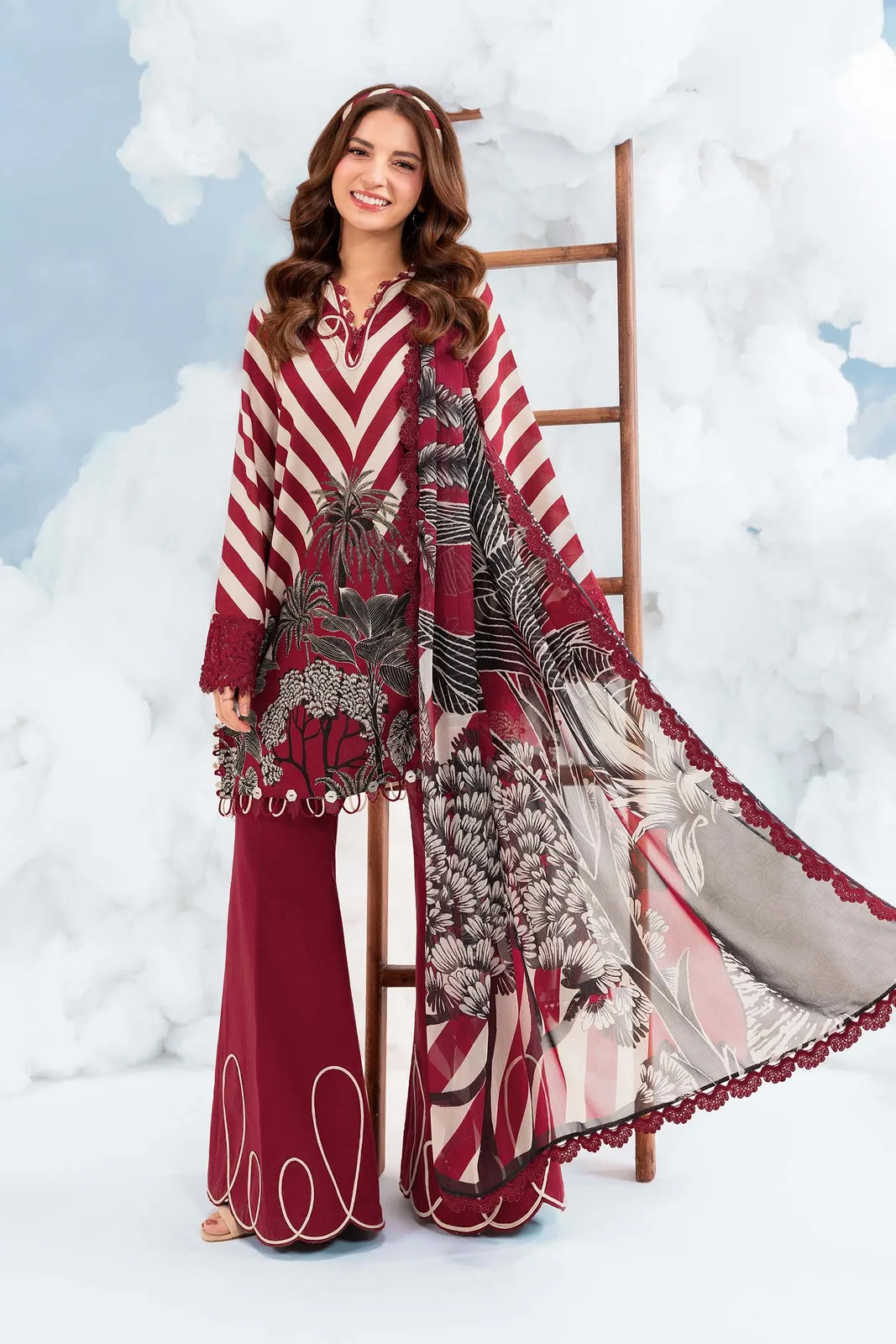 3 Pc Unstitched Embroidered Lawn Suit