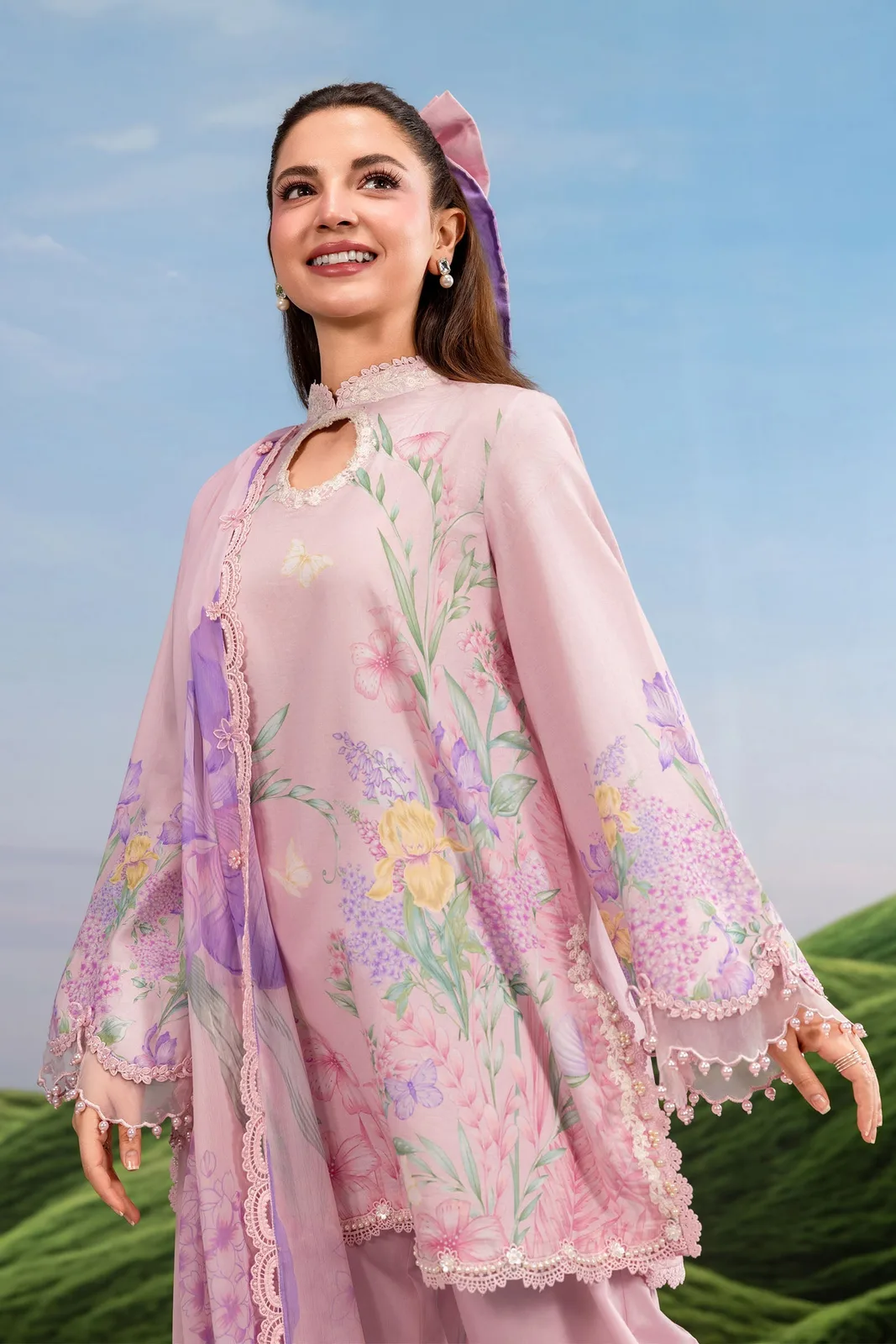3 Pc Unstitched Embroidered Lawn Suit