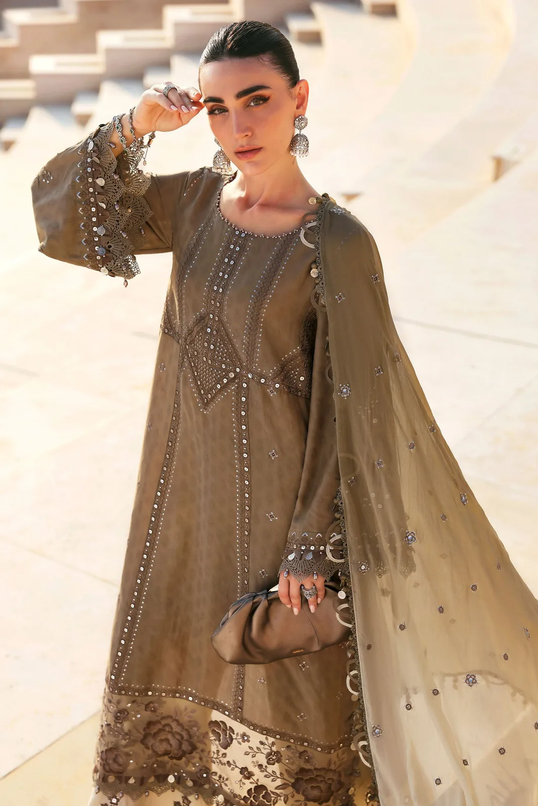 3 Piece Unstitched Embroidered Jacquard Lawn Suit