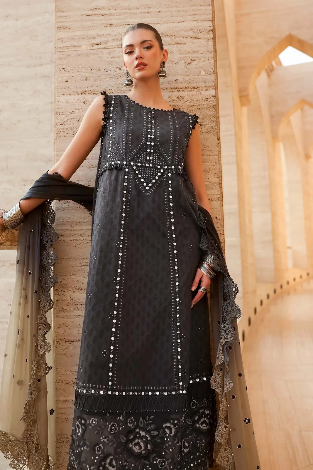 3 Piece Unstitched Embroidered Jacquard Lawn Suit