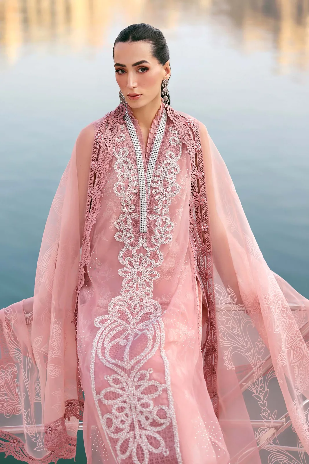 3 Piece Unstitched Embroidered Organza Suit
