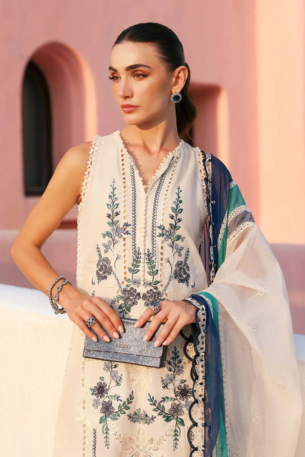 3 Piece Unstitched Embroidered Jacquard Lawn Suit
