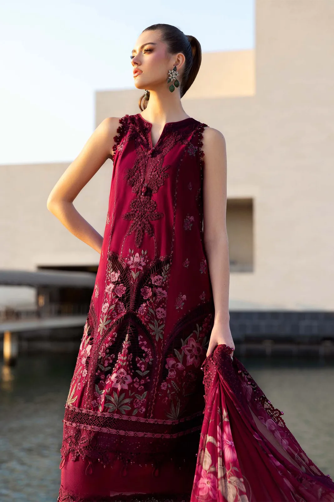 3 Piece Unstitched Embroidered Lawn Suit