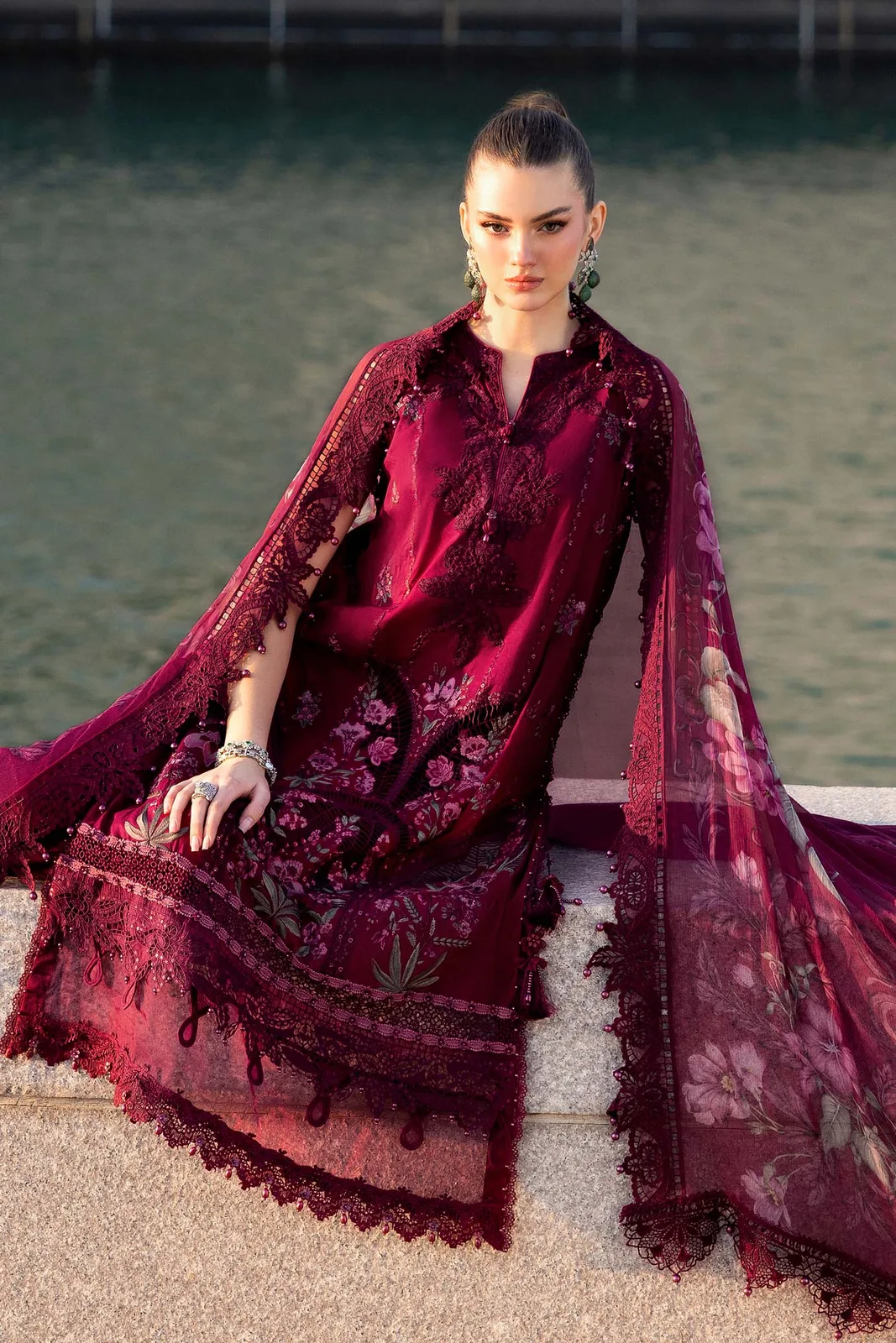 3 Piece Unstitched Embroidered Lawn Suit