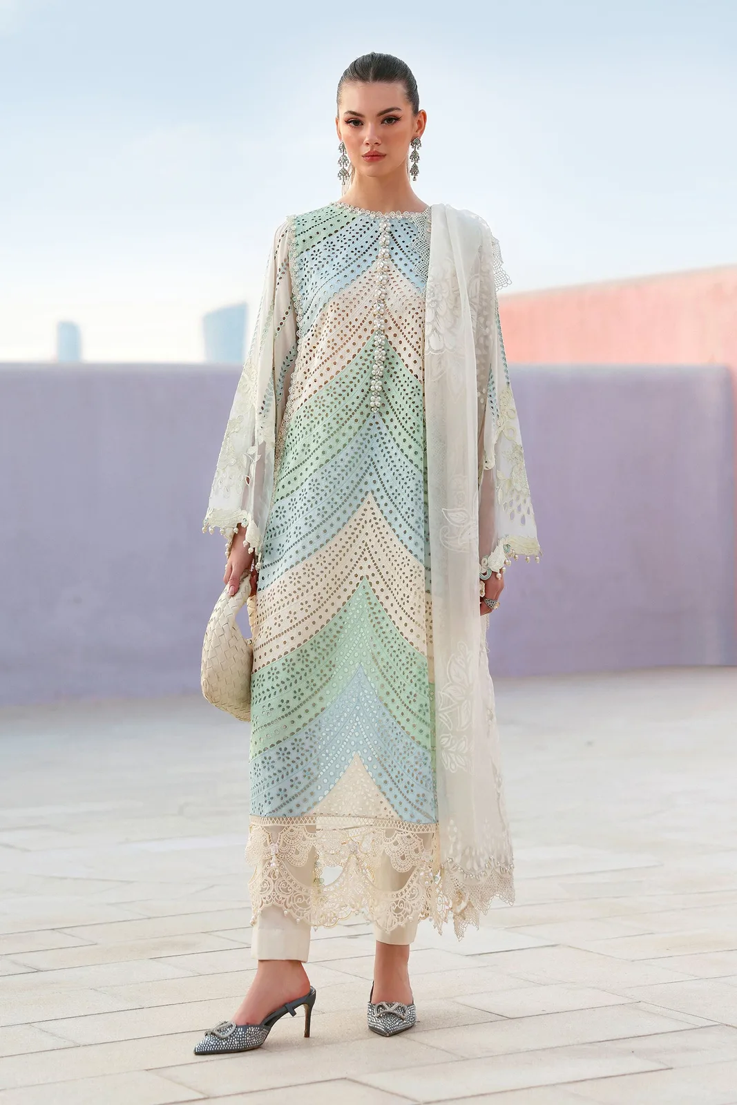 3 Piece Unstitched Embroidered Lawn Suit