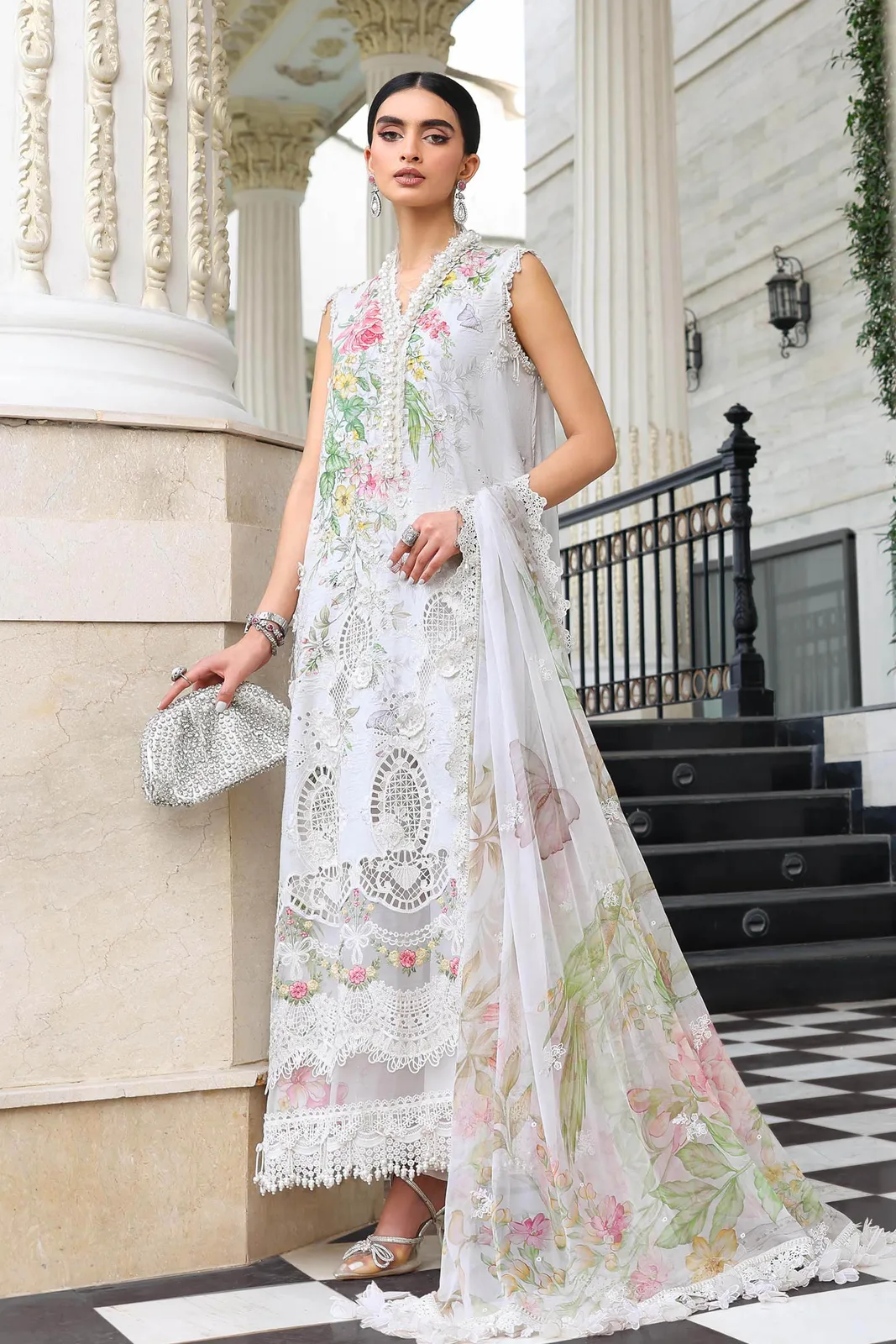 3 Piece Unstitched Embroidered Lawn Suit
