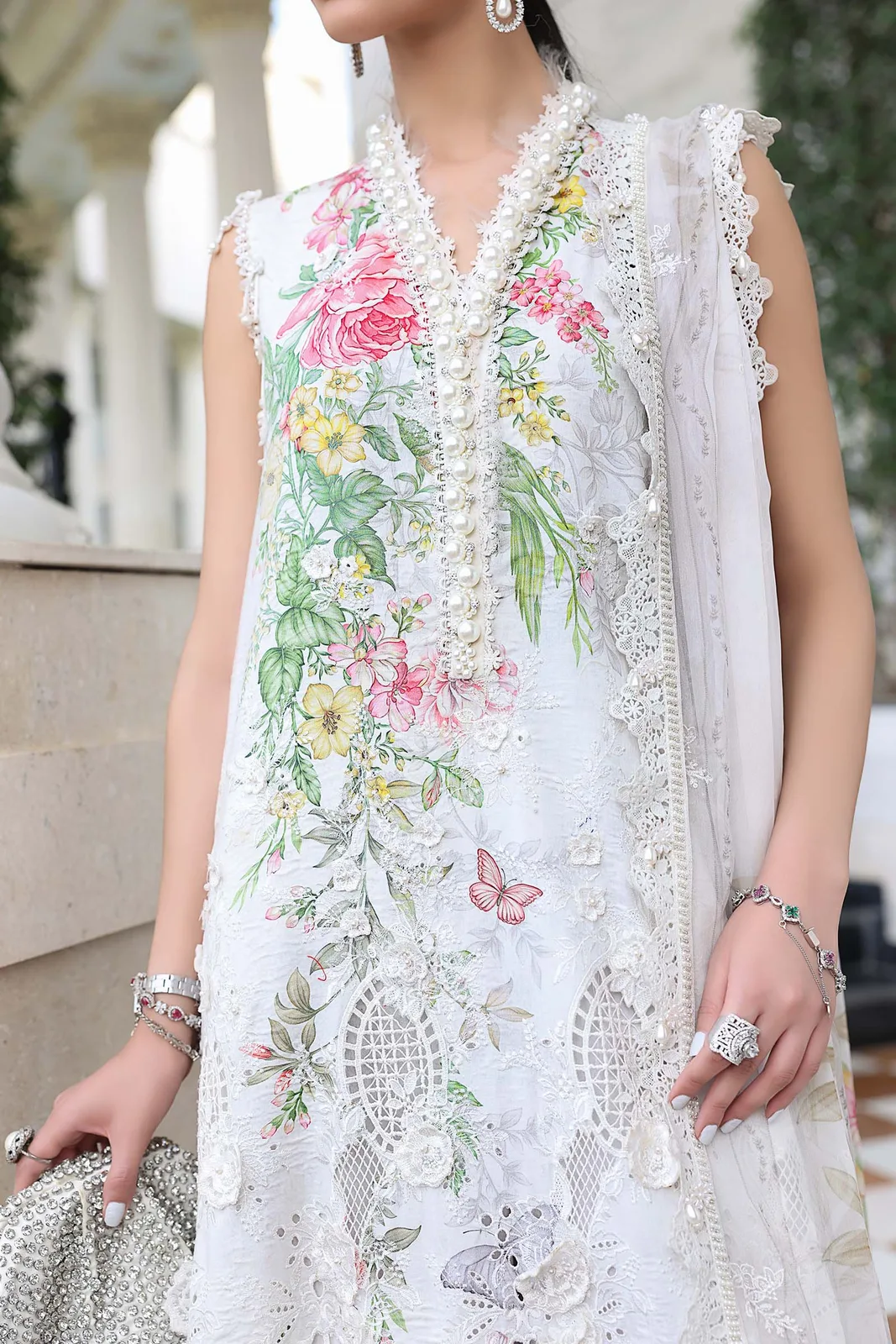 3 Piece Unstitched Embroidered Lawn Suit