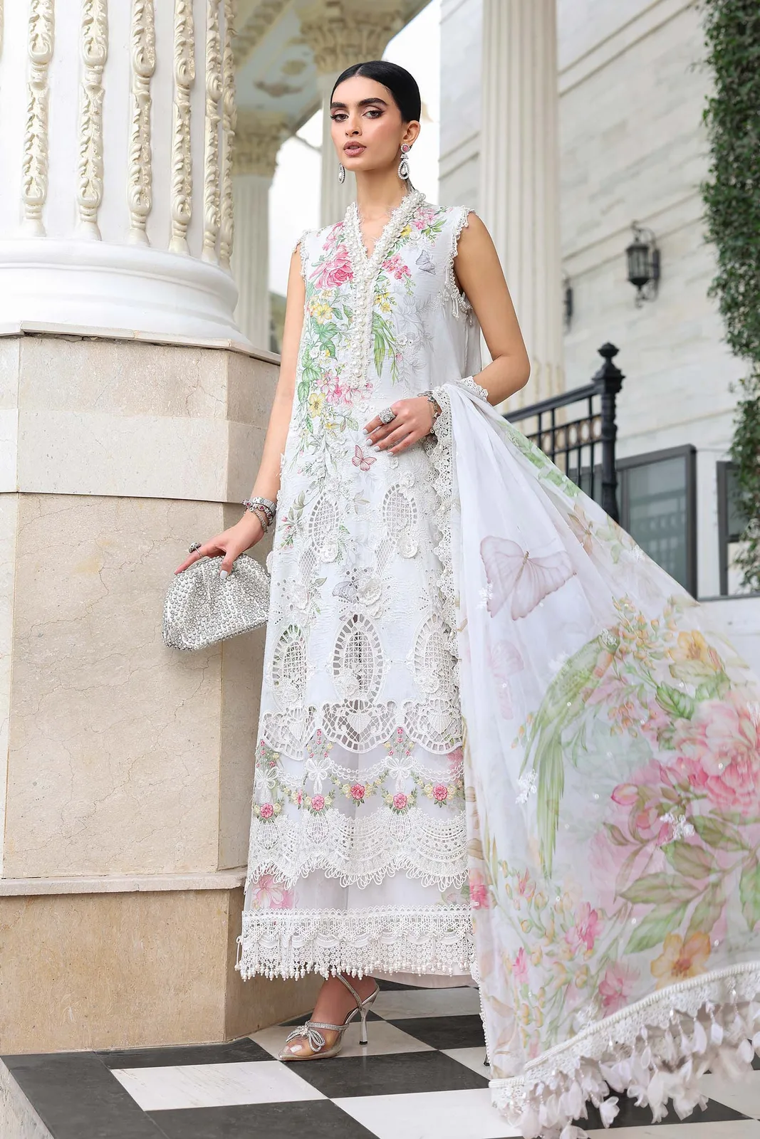 3 Piece Unstitched Embroidered Lawn Suit