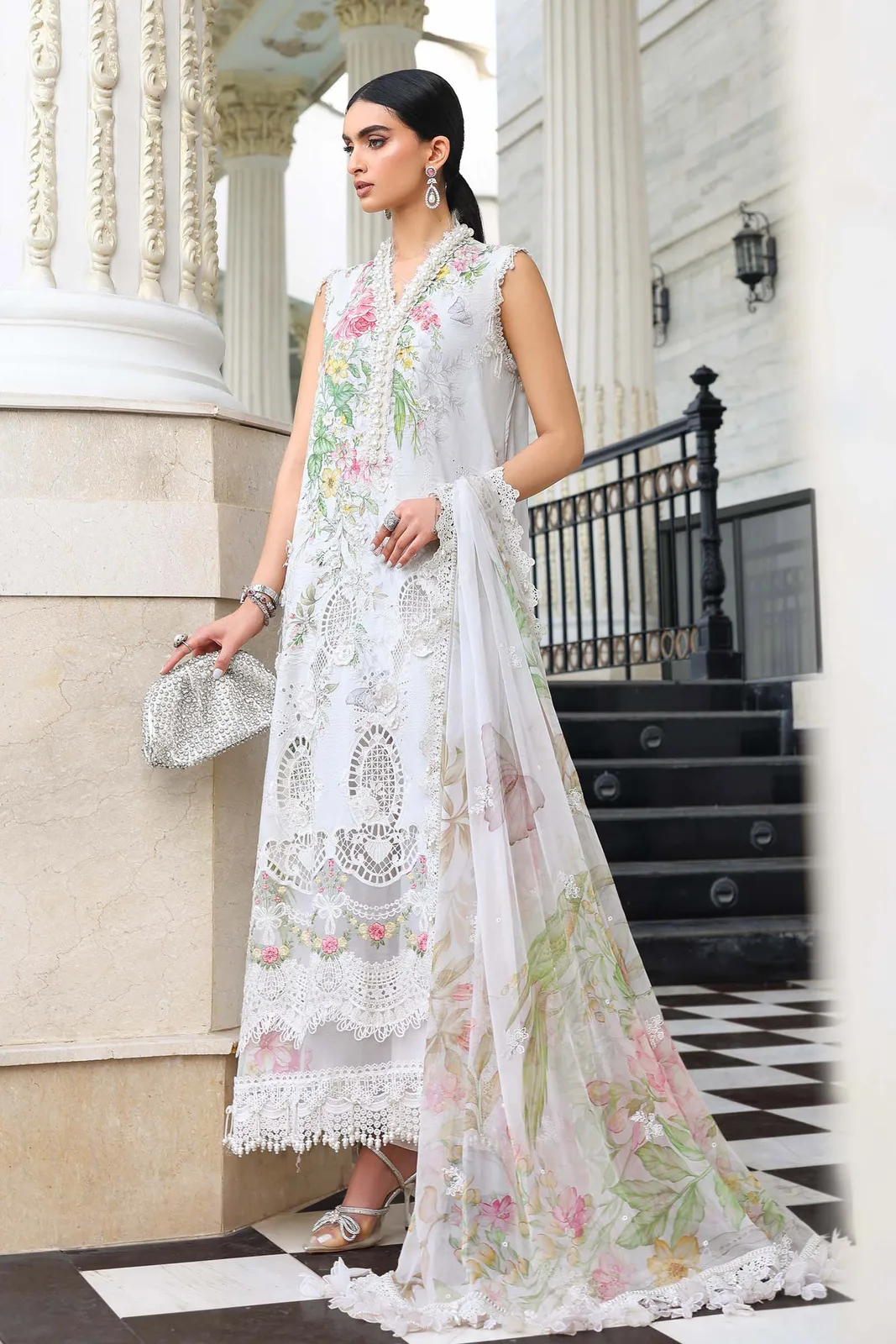 3 Piece Unstitched Embroidered Lawn Suit