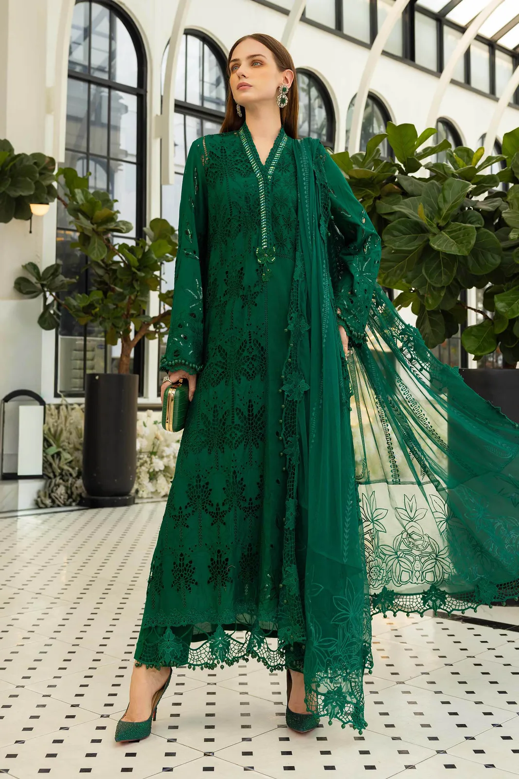 3 Piece Unstitched Embroidered Lawn Suit