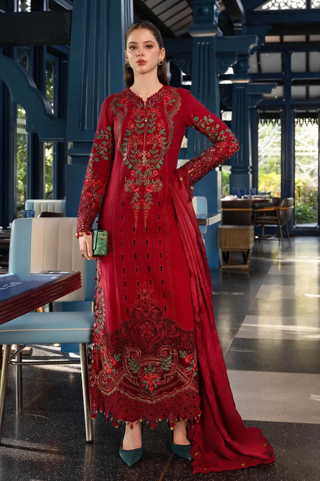 3 Piece Unstitched Embroidered Jacquard Lawn Suit