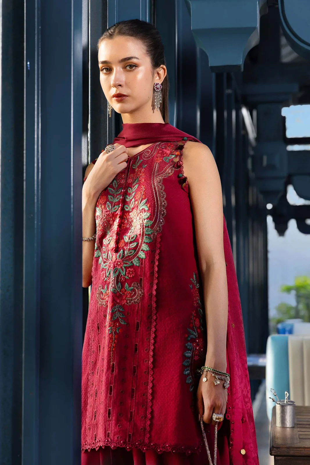 3 Piece Unstitched Embroidered Jacquard Lawn Suit