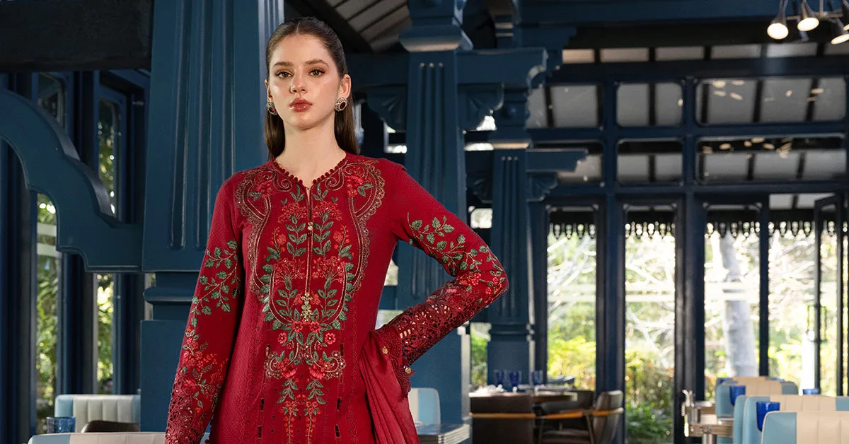 3 Piece Unstitched Embroidered Jacquard Lawn Suit