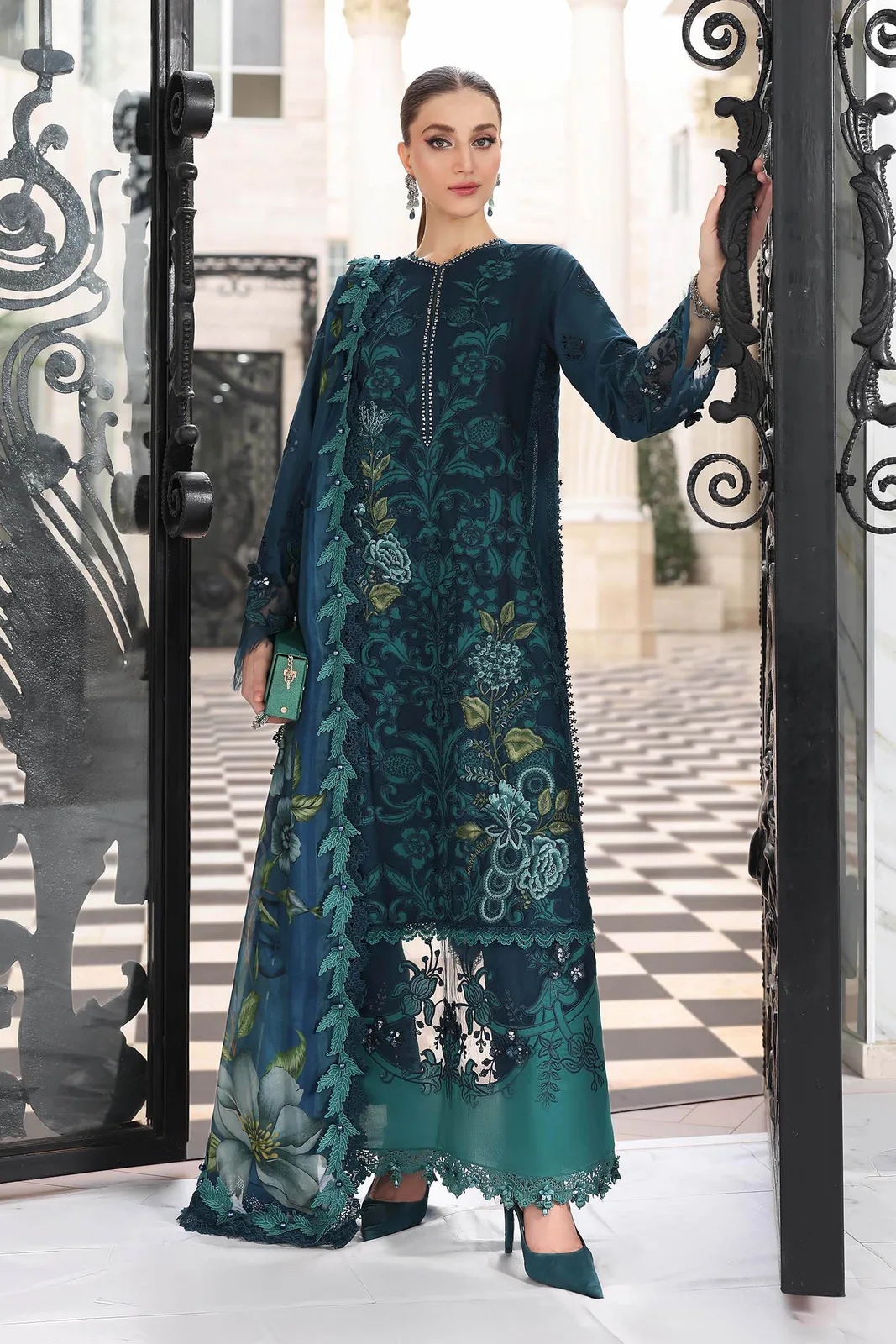 3 Piece Unstitched Embroidered Lawn Suit