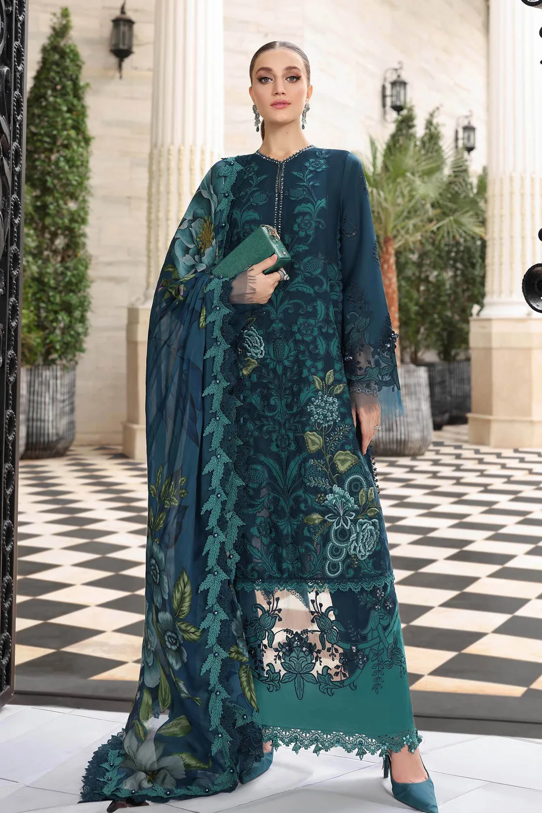 3 Piece Unstitched Embroidered Lawn Suit