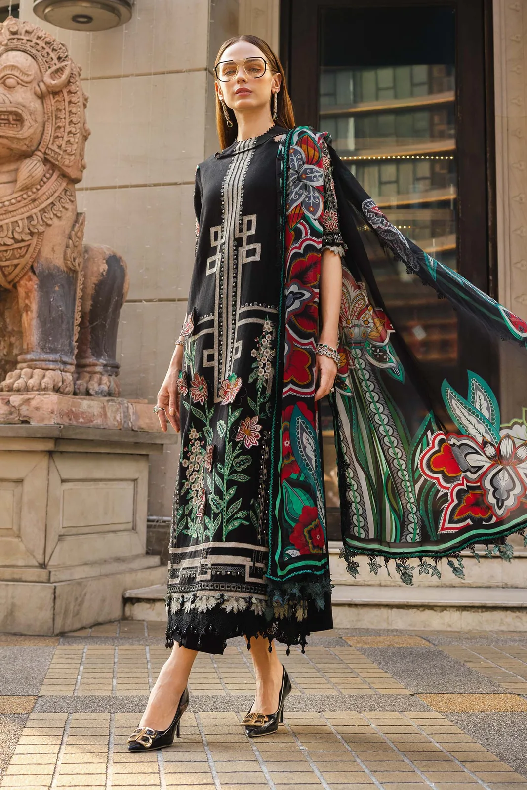 3 Piece Unstitched Embroidered Jacquard Lawn Suit