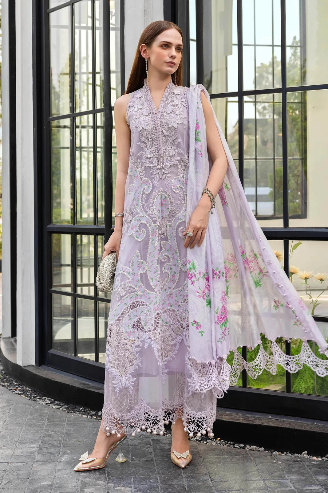 3 Piece Unstitched Embroidered Lawn Suit