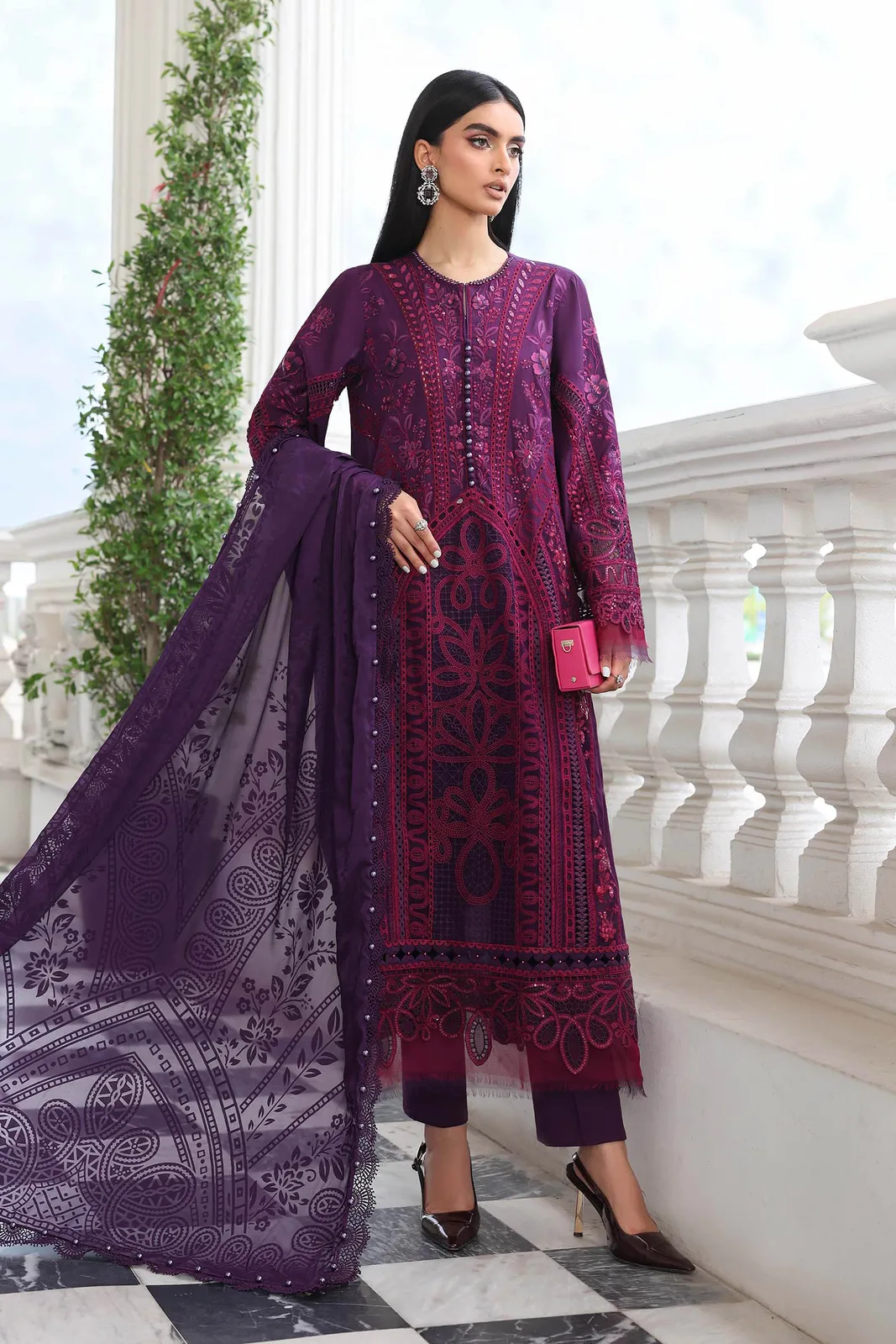 3 Piece Unstitched Embroidered Lawn Suit