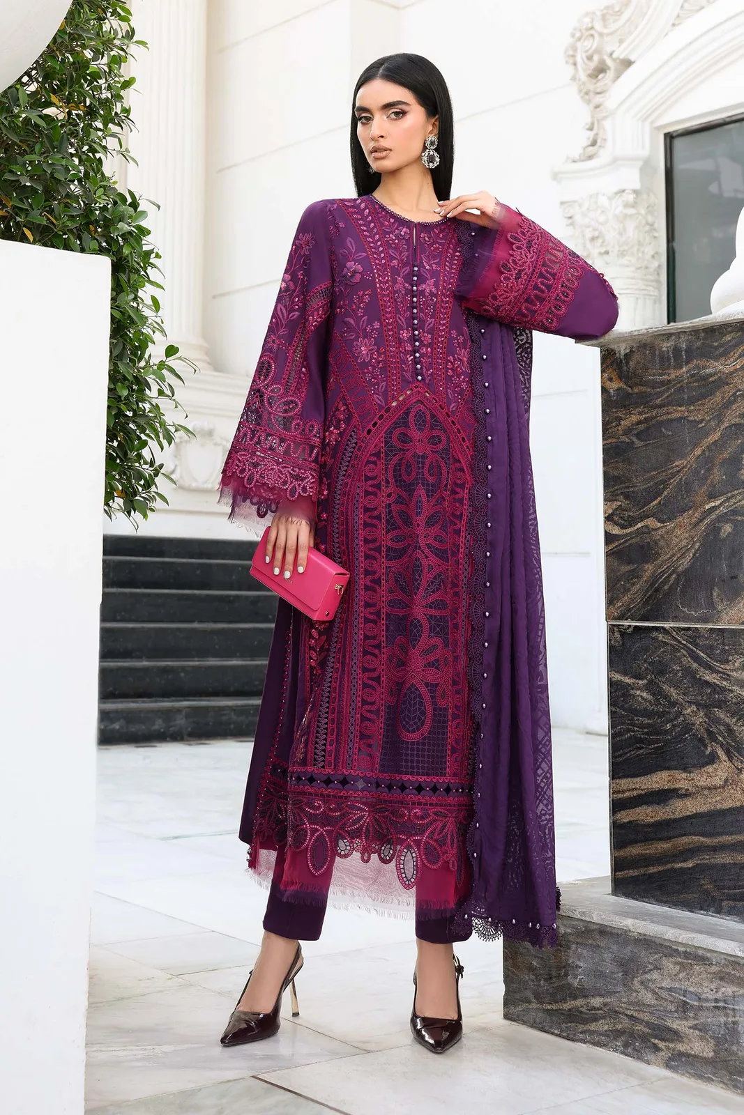 3 Piece Unstitched Embroidered Lawn Suit