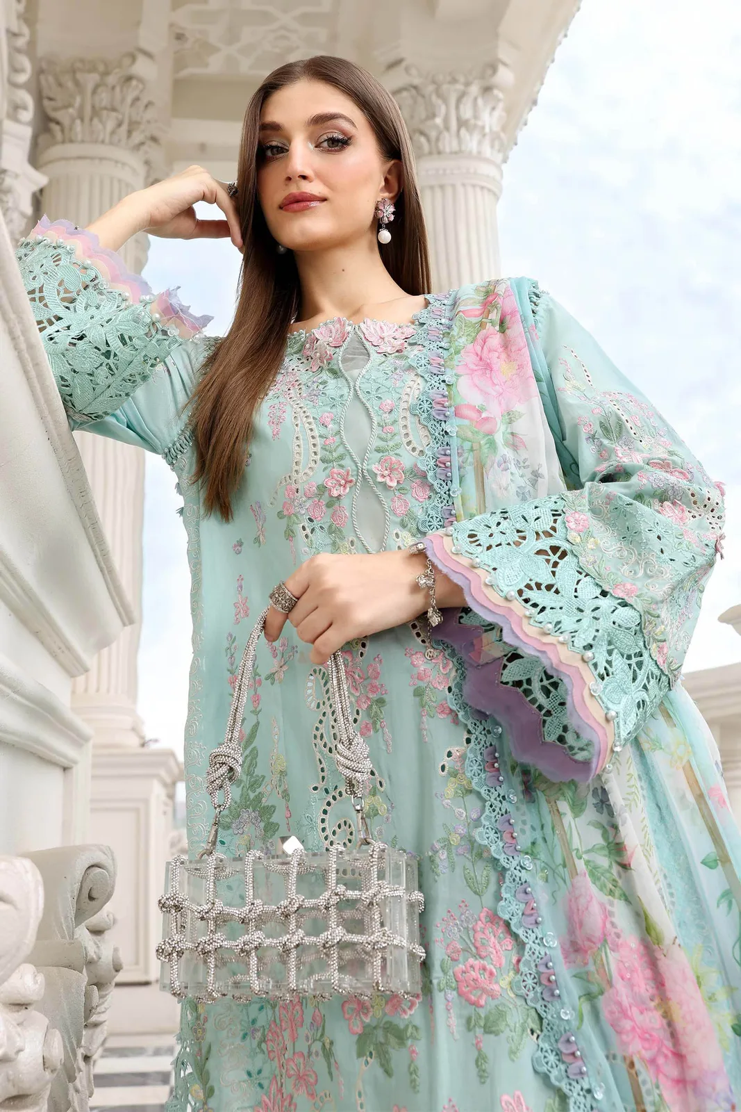 3 Piece Unstitched Embroidered Lawn Suit
