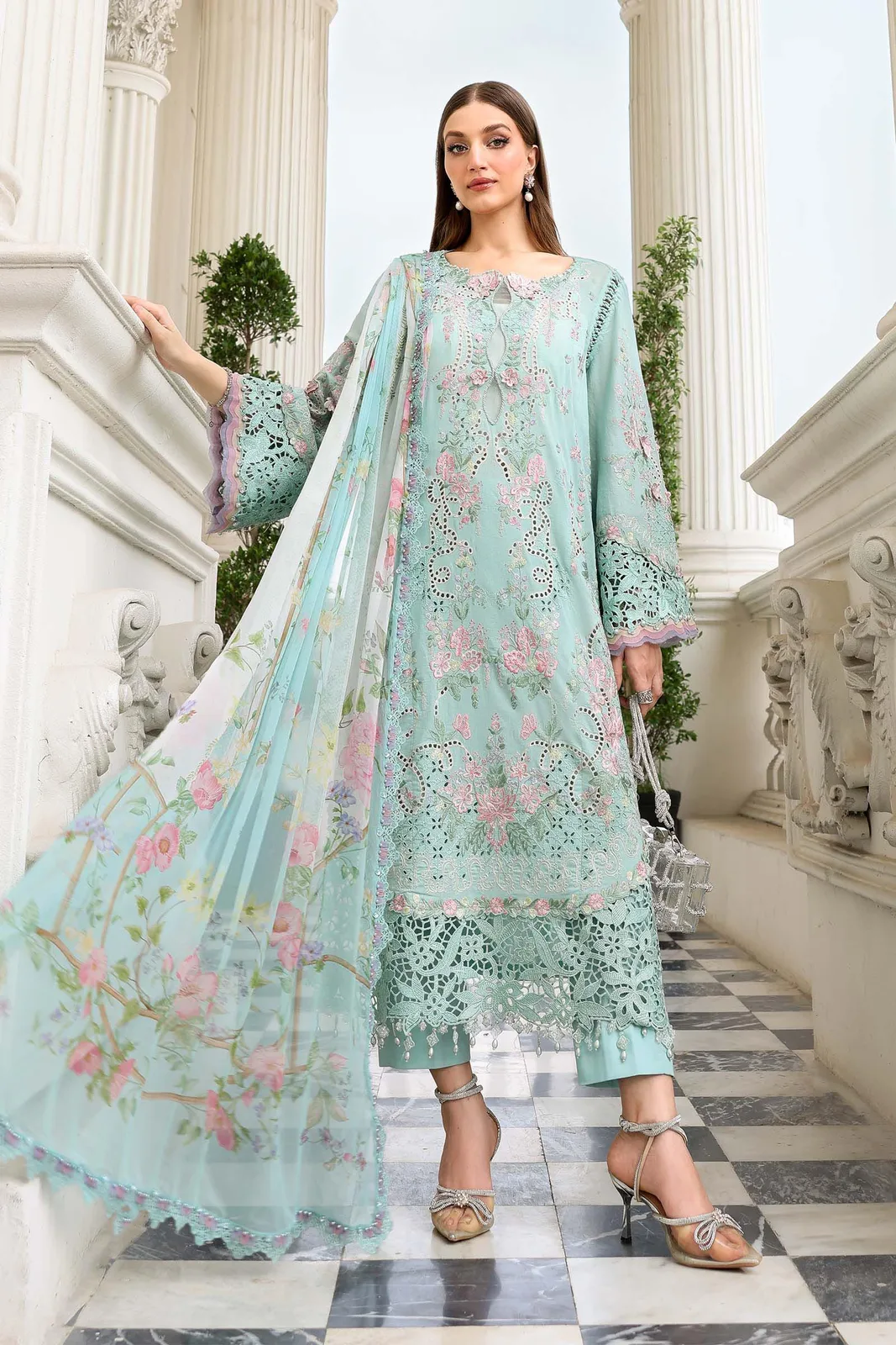 3 Piece Unstitched Embroidered Lawn Suit