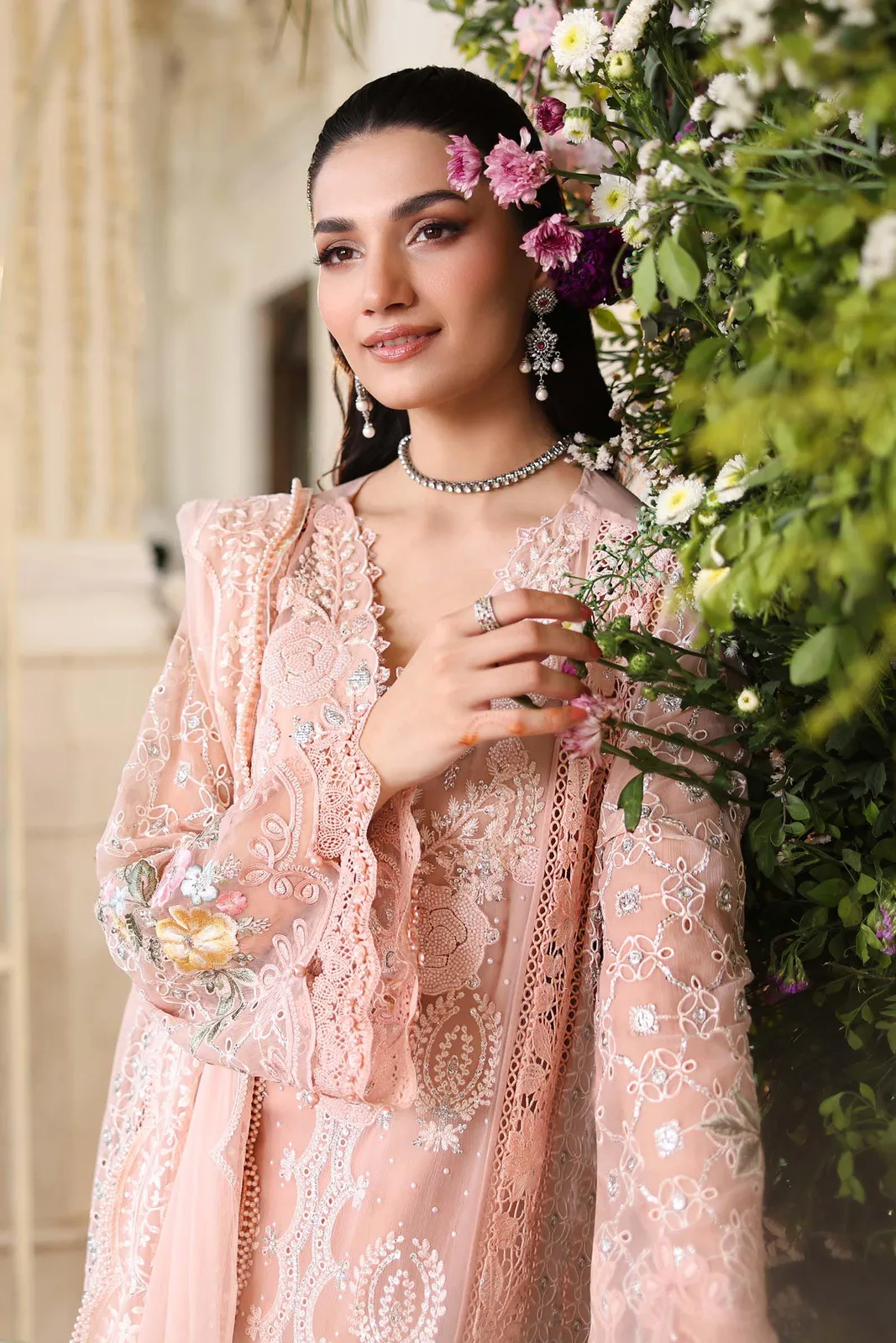 3 Piece Unstitched Embroidered Chiffon Suit