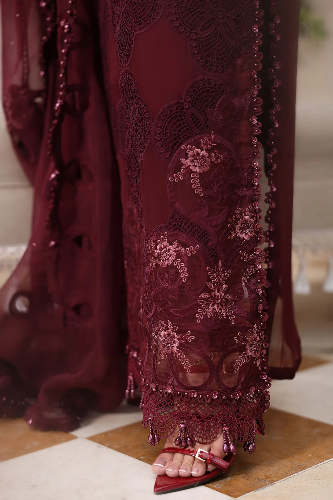 3 Piece Unstitched Embroidered Chiffon Suit
