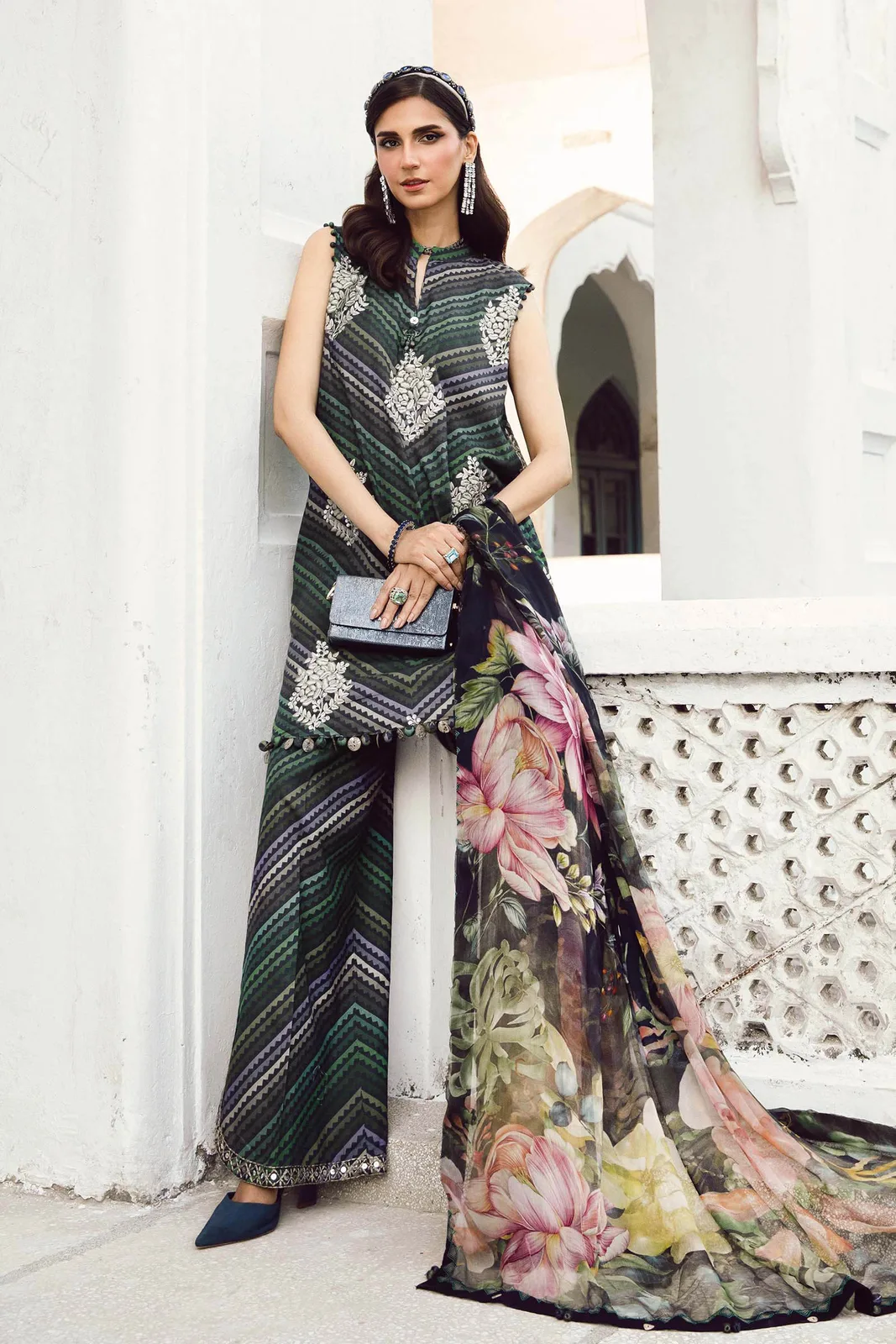 3 Piece Unstitched Embroidered Cambric Suit | MPT-2705-A