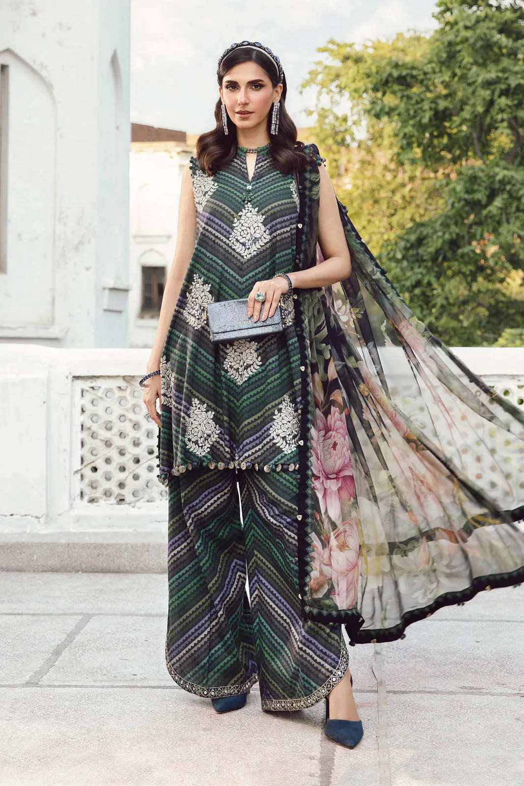 3 Piece Unstitched Embroidered Cambric Suit | MPT-2705-A