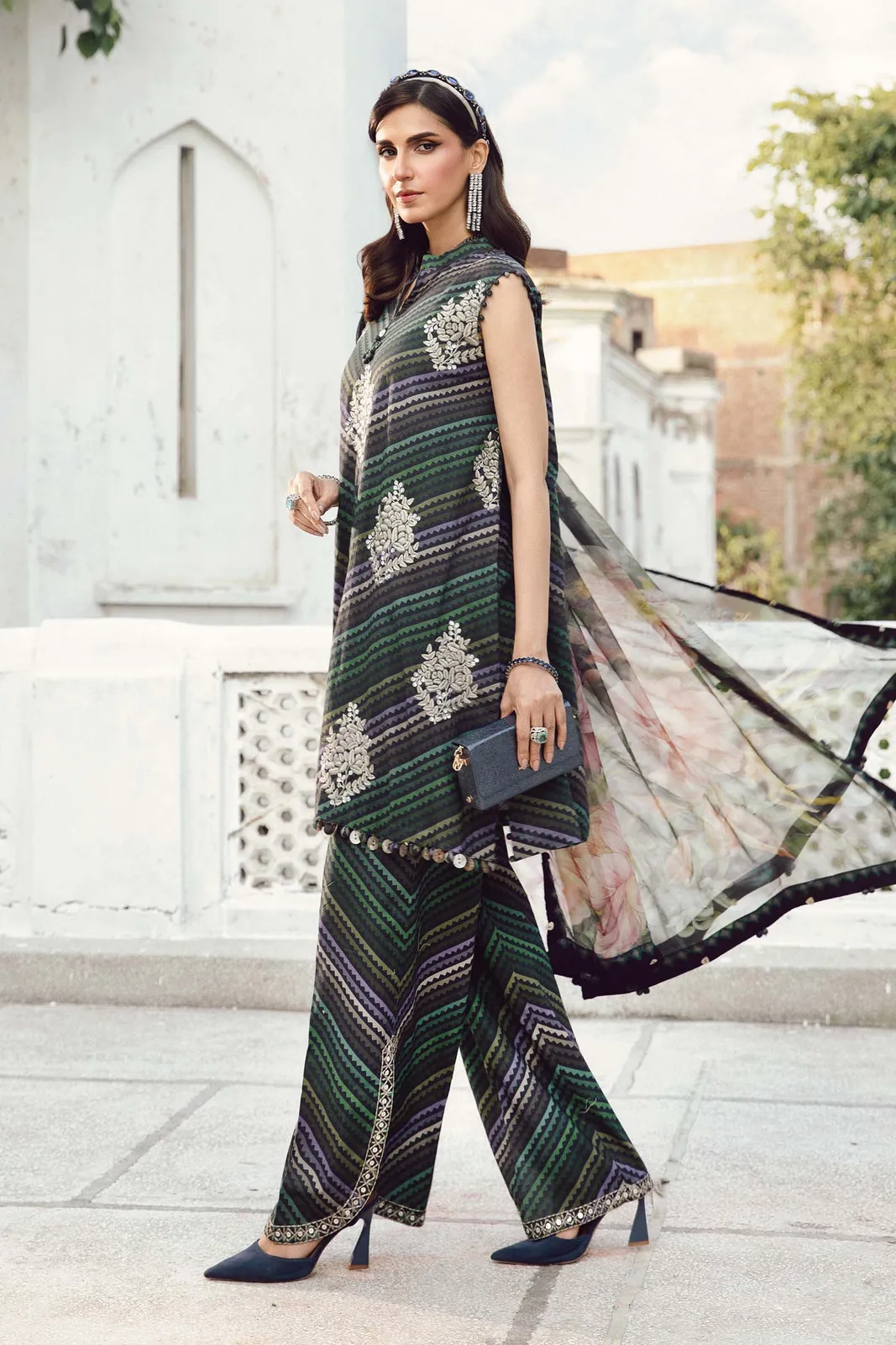 3 Piece Unstitched Embroidered Cambric Suit | MPT-2705-A