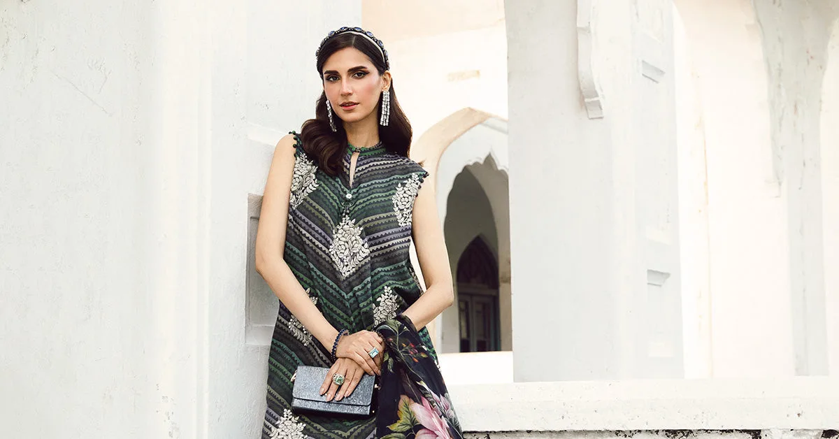 3 Piece Unstitched Embroidered Cambric Suit | MPT-2705-A