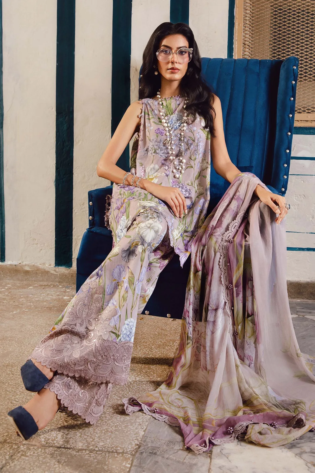 3 Piece Unstitched Embroidered Cambric Suit | MPT-2708-A