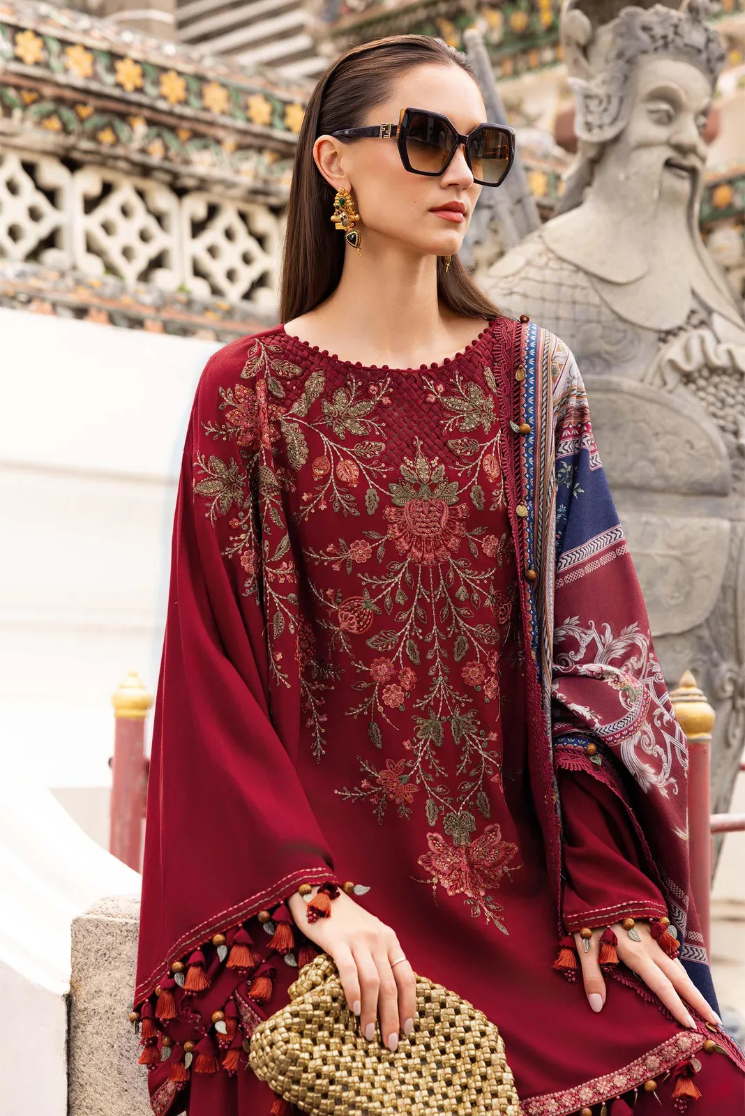 3 Piece Unstitched Embroidered Twill Linen Suit