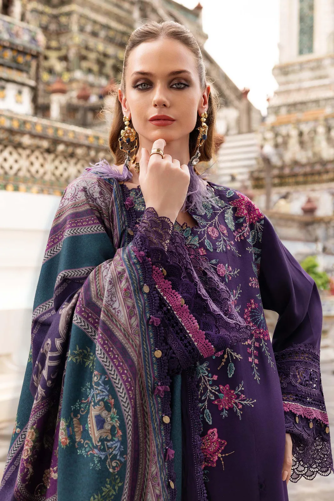 3 Piece Unstitched Embroidered Twill Linen Suit