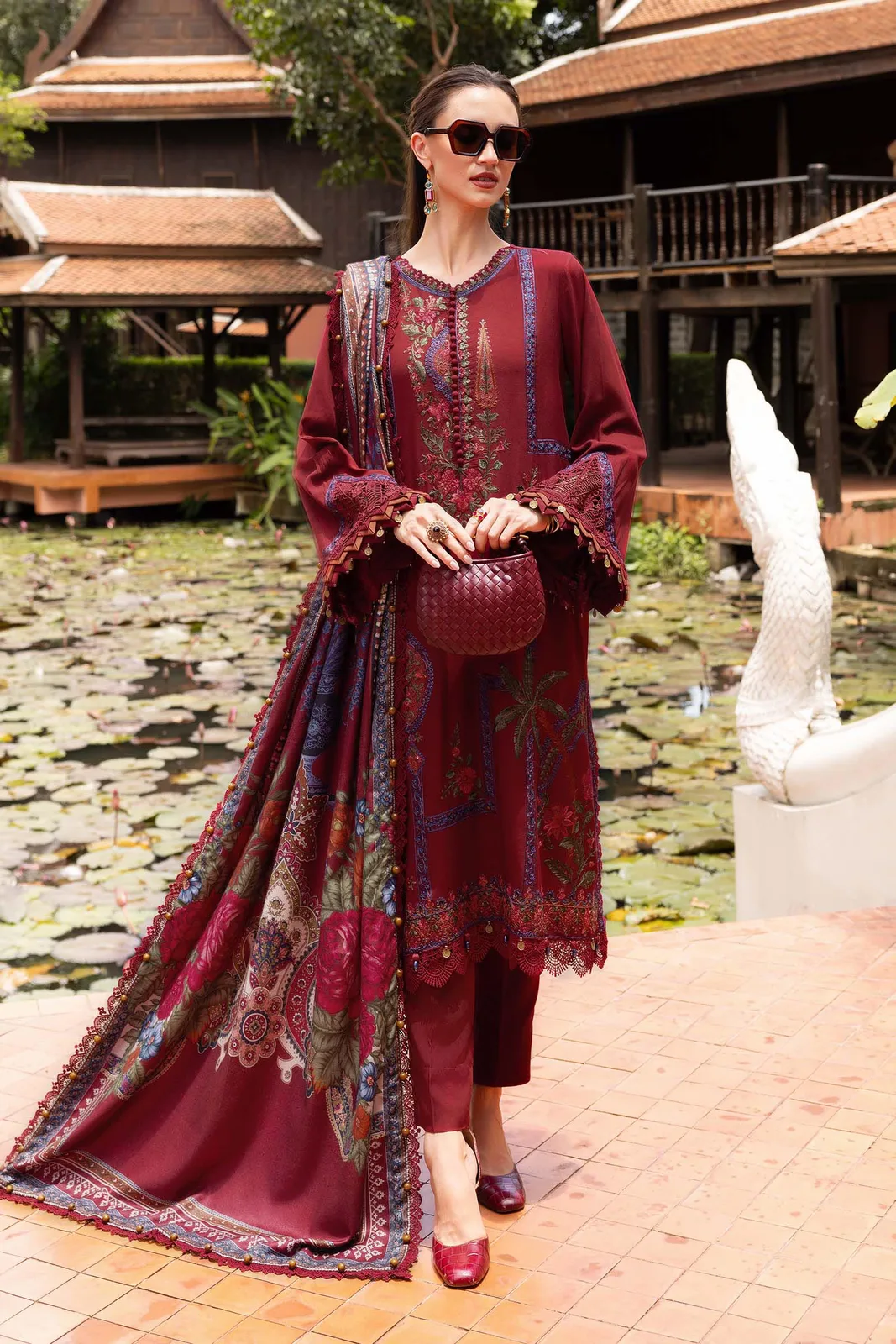 3 Piece Unstitched Embroidered Twill Linen Suit
