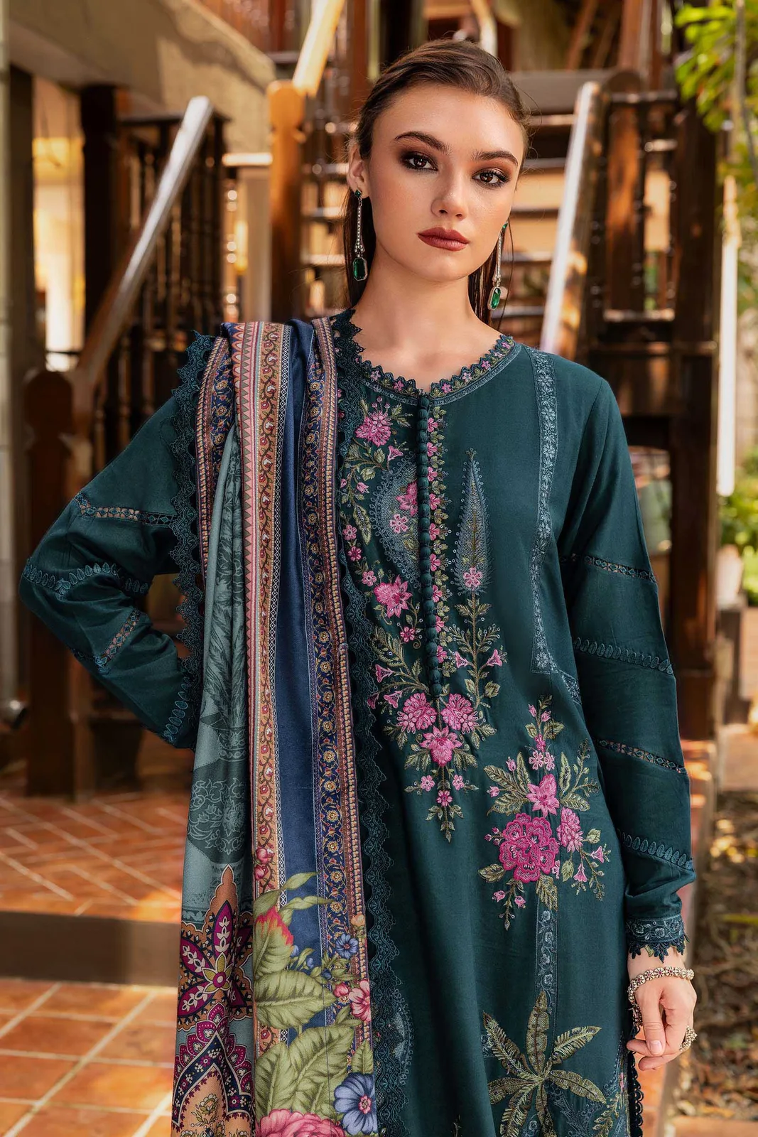 3 Piece Unstitched Embroidered Twill Linen Suit