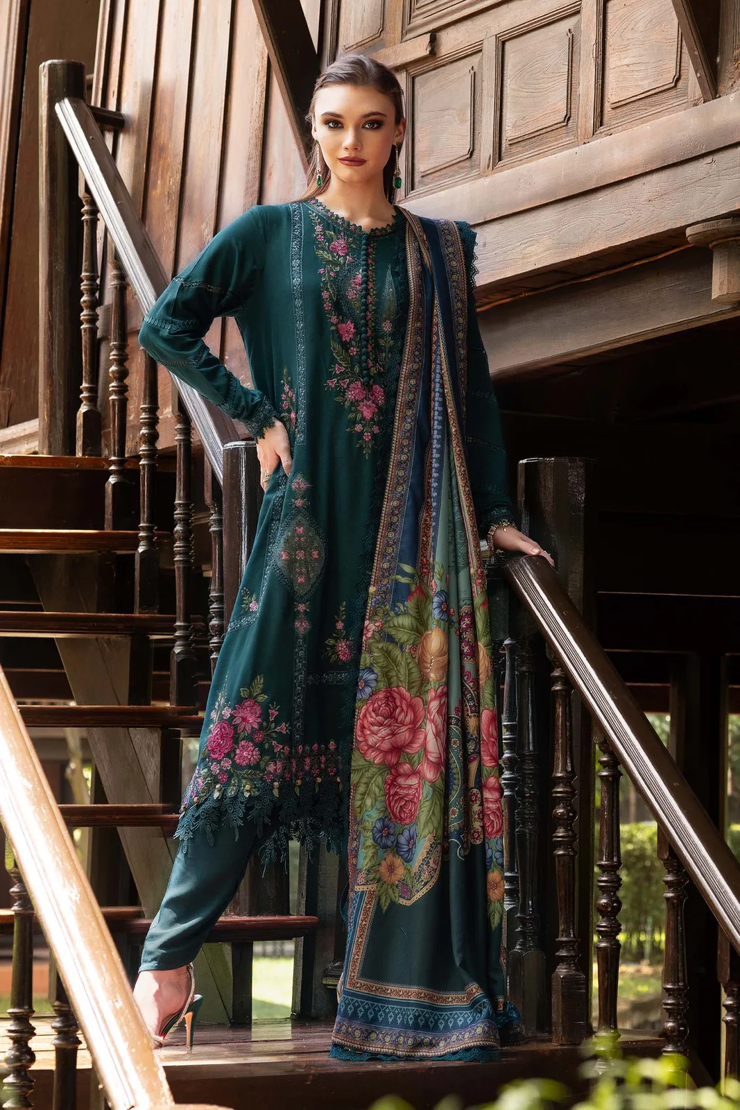 3 Piece Unstitched Embroidered Twill Linen Suit