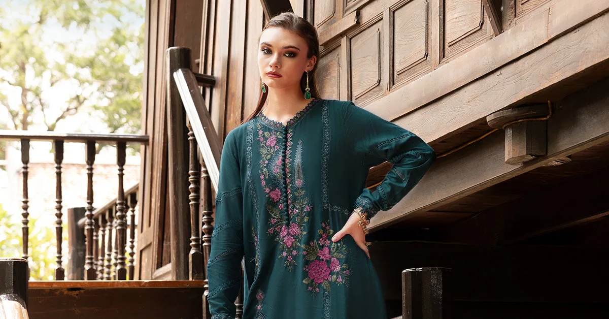 3 Piece Unstitched Embroidered Twill Linen Suit