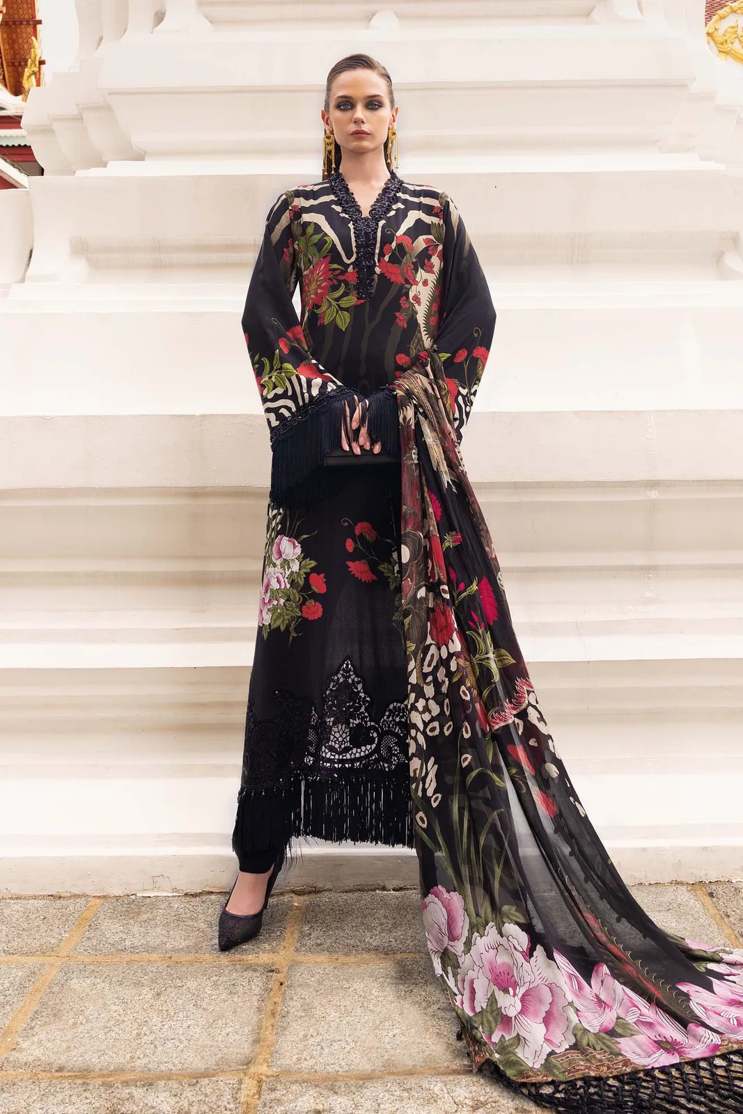 3 Piece Unstitched Embroidered Linen Suit