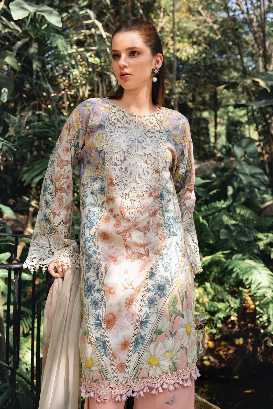 3 Piece Unstitched Embroidered Lawn Suit