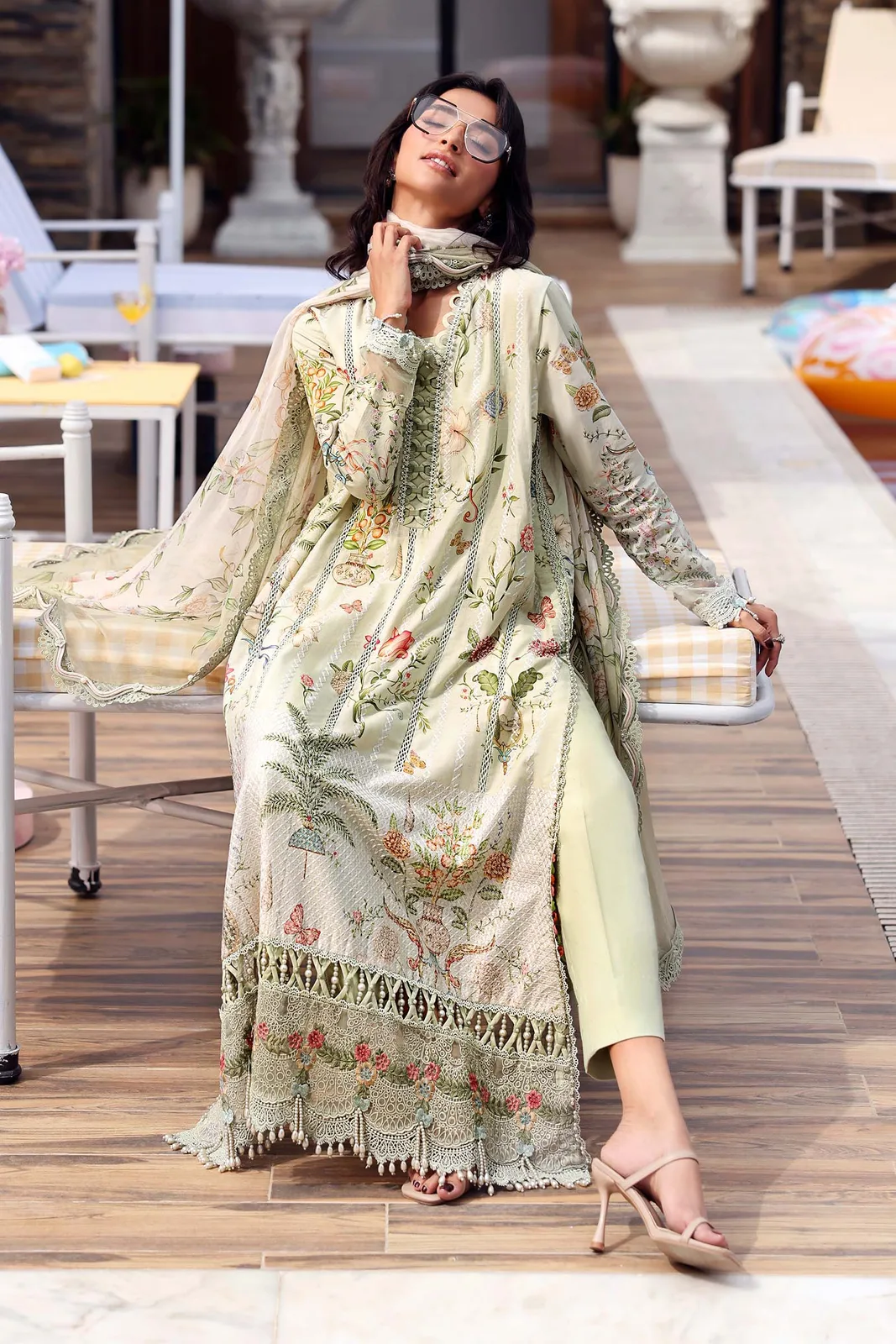 3 Piece Unstitched Embroidered Lawn Suit