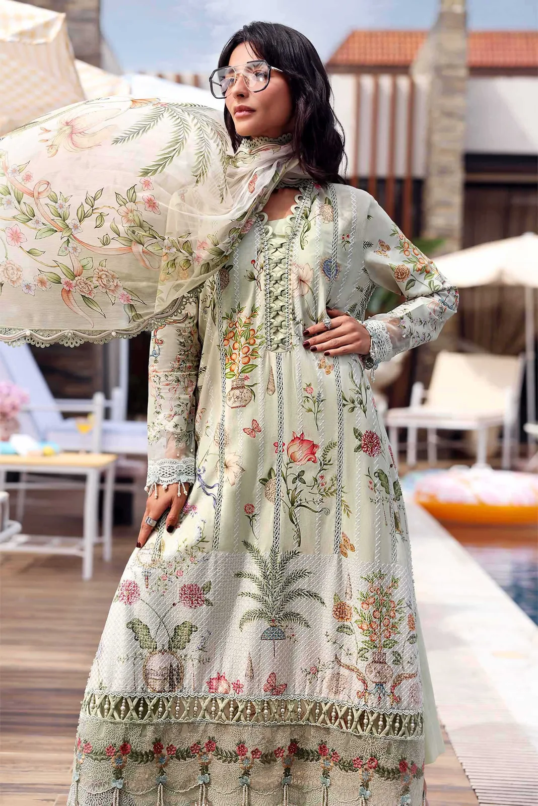 3 Piece Unstitched Embroidered Lawn Suit