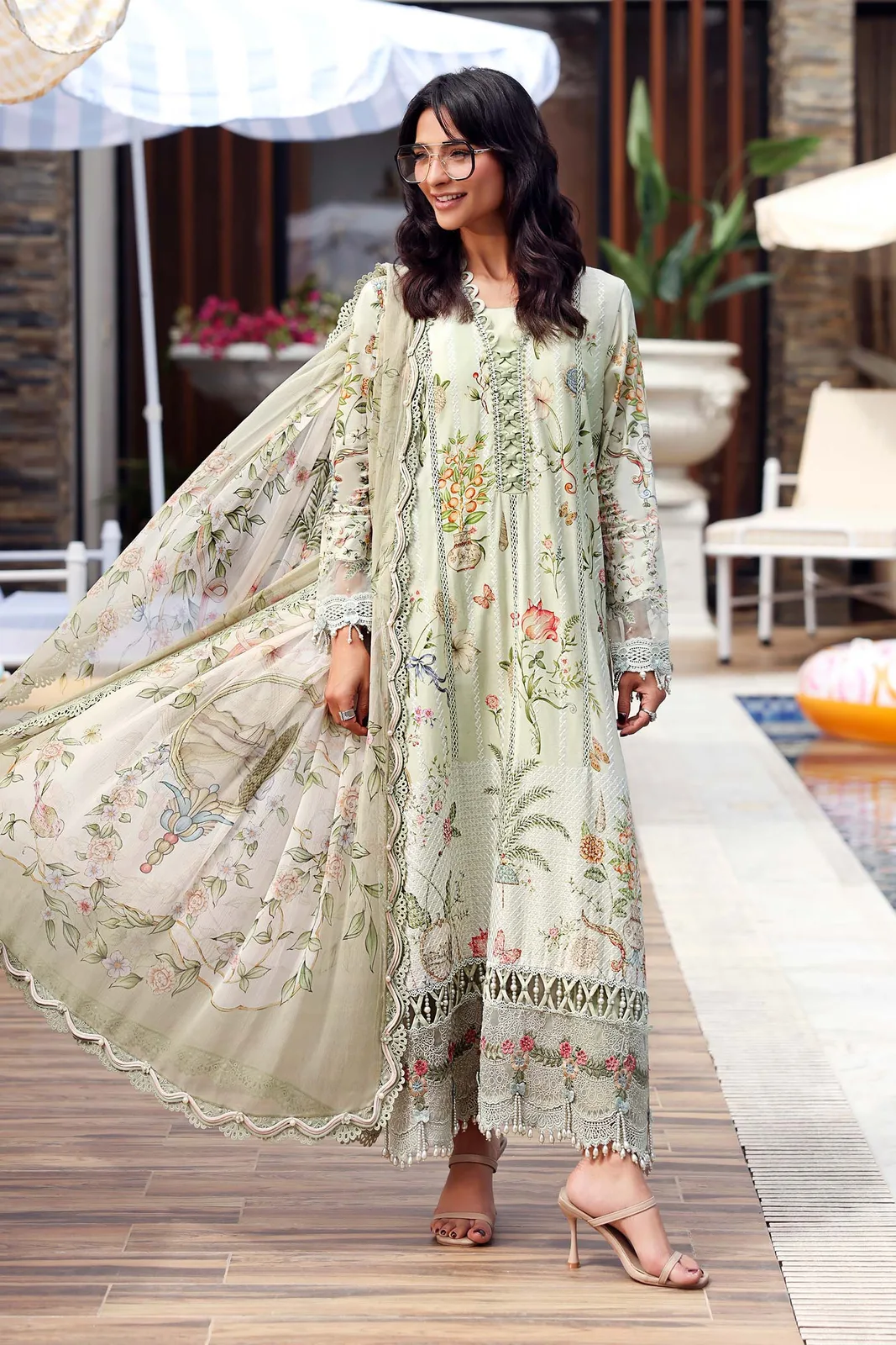 3 Piece Unstitched Embroidered Lawn Suit
